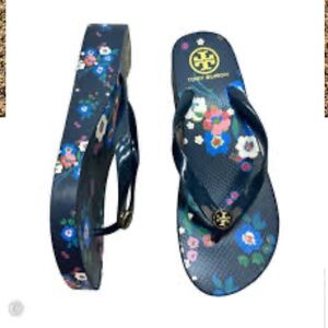 Tory Burch Navy Floral Sandals